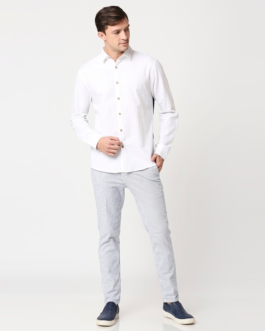Shop Men's Linen Contrast Full Sleeves Shirt