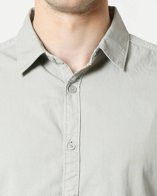 Shop Men's Lt Grey Casual Slim Fit Over Dyed Shirt
