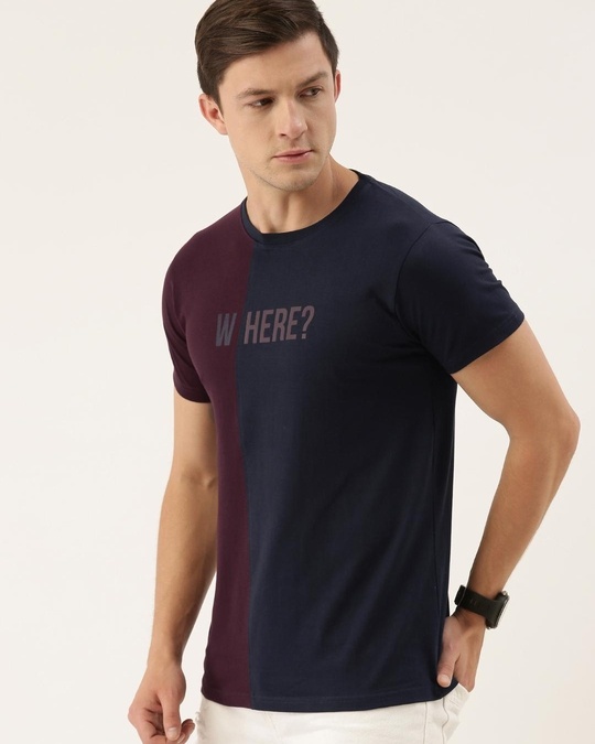 Buy Men's Maroon & Blue Color Block T-shirt for Men Maroon Online at Bewakoof