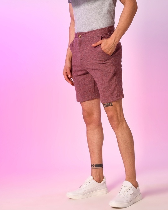 Shop Men's Maroon Button and Zip Shorts-Full