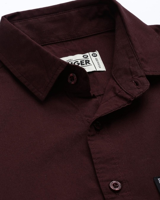 Buy Men's Maroon Cotton Shirt Online at Bewakoof