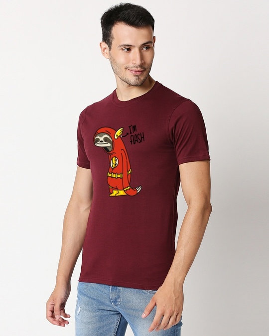 Shop Men's Maroon I'm Flash Cotton T-shirt-Full