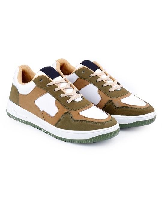 Buy Men's Mehndi Color Block Sneakers Online in India at Bewakoof