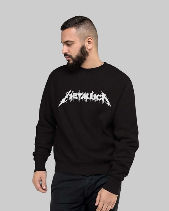 Shop Men's Black Metallica Printed Regular Fit Sweatshirt-Front