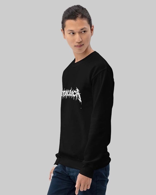 Shop Men's Black Metallica Printed Regular Fit Sweatshirt-Back