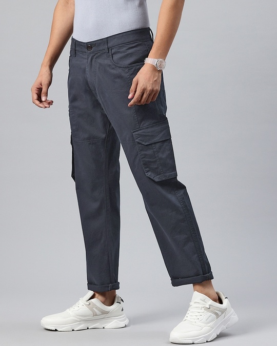 Buy Men's Navy Blue Relaxed Fit Cargo Pants Online at Bewakoof