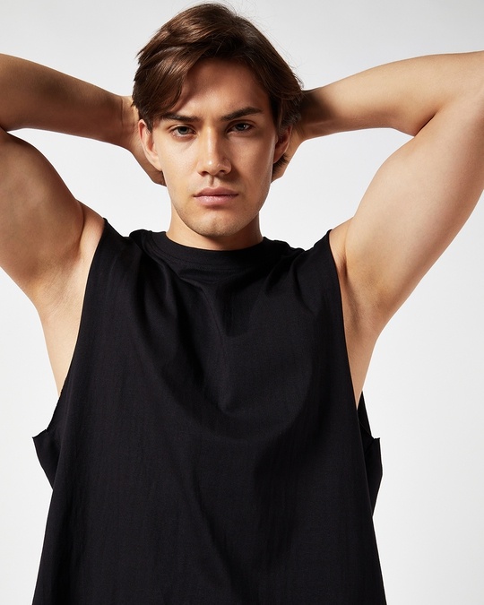 black baggy vest top