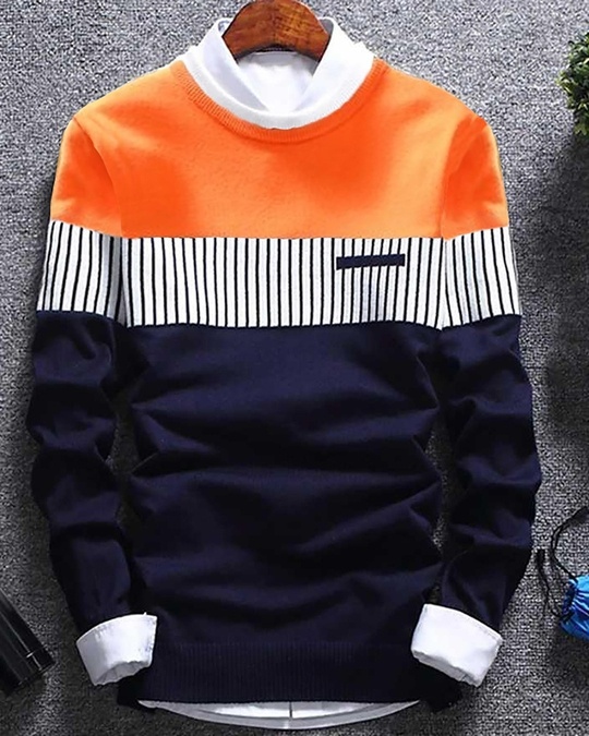 Buy Men's Orange and Blue Color Block Tshirt for Men Orange Online at Bewakoof
