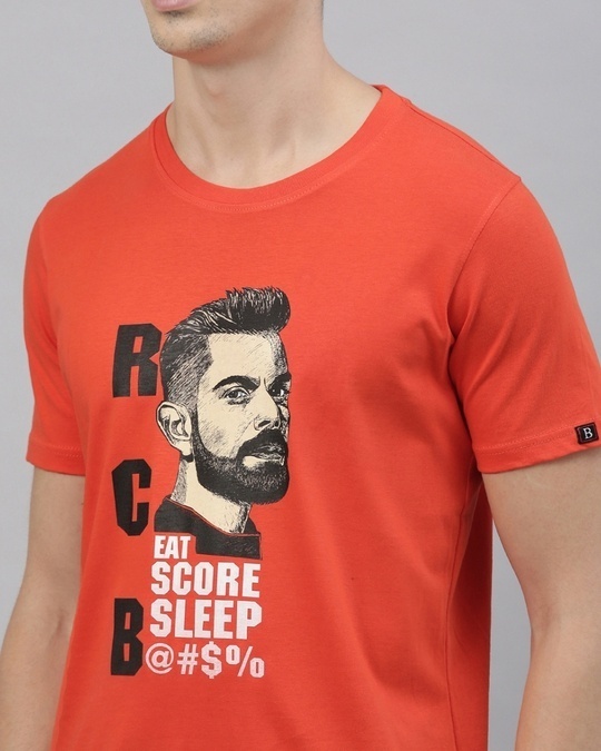 Shop Men's Orange RCB Eat Score Sleep Graphic Printed T-shirt-Full