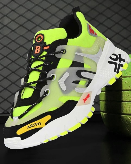 Buy Men's Parrot Green Color Block Casual Shoes Online in India at Bewakoof