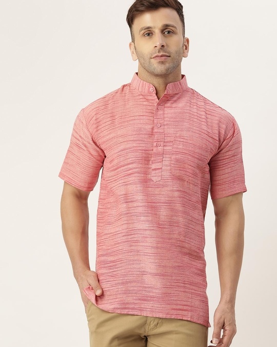 Pink Short Kurta For Men