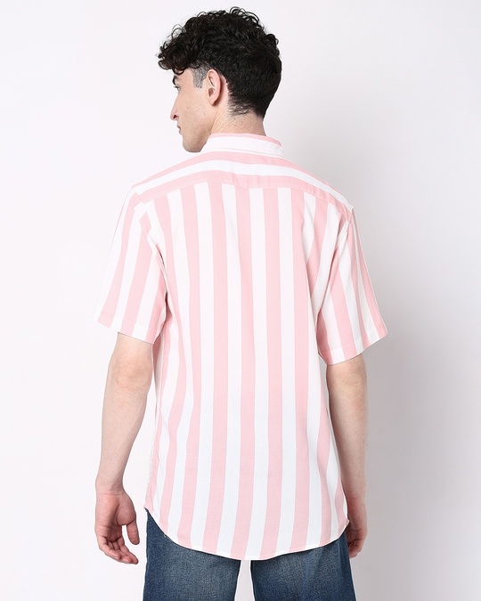 Buy Men's Pink Striped Shirt Online at Bewakoof