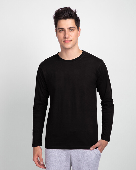 Buy Men's Plain Full Sleeve T-shirt Pack of 2 (Black & Grey) for Men ...