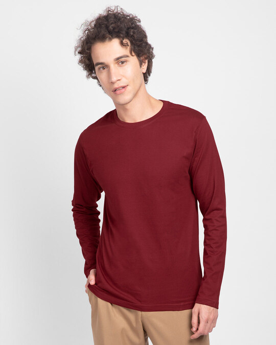 Shop Men's Plain Full Sleeve T-shirt Pack of 3 (Meteor Grey-Scarlet Red-Frosty Pink)-Design