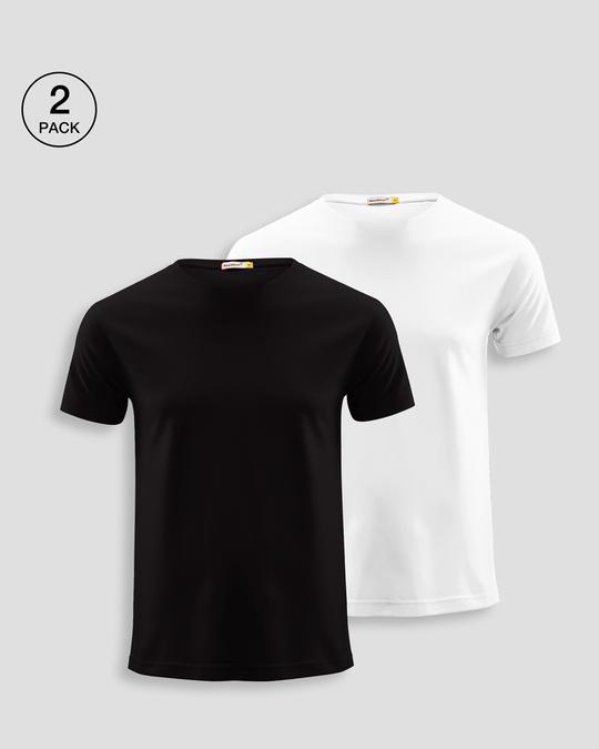 Buy Men's Plain Half Sleeve T-shirt Pack of 2(Black & White) for Men ...