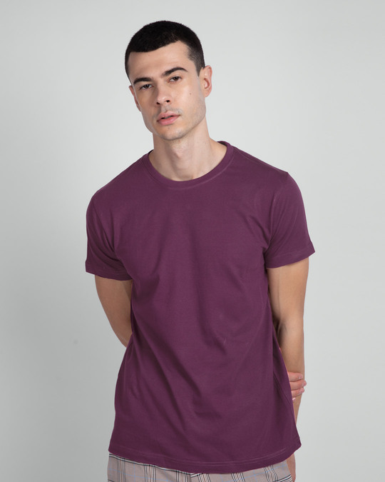 Shop Men's Plain Half Sleeve T-shirt Pack of 2(Whie & Purple)-Design