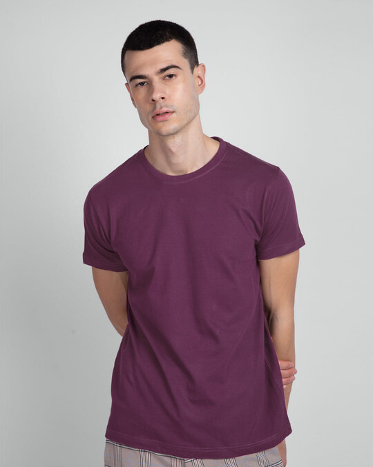 Shop Men's Plain Half Sleeve T-shirt Pack of 3 (Dark Forest Green-Deep Purple-White)-Design