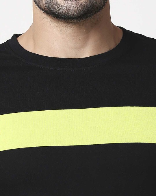 Shop Men's Plain Sport T-Shirt(Black-Neon Green)