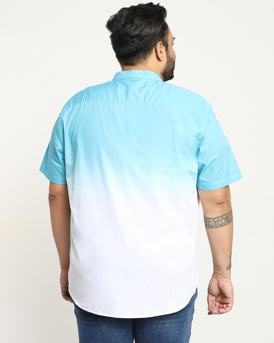 Shop Blue Plus Size Dip Dye Cotton Half Sleeve Shirt-Design