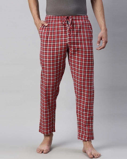 Buy Men's Red Checked Cotton Pyjamas Online in India at Bewakoof