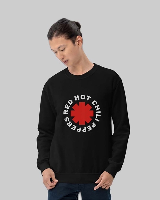 Shop Men's Black Red hot chilli Peppers Printed Regular Fit Sweatshirt-Front