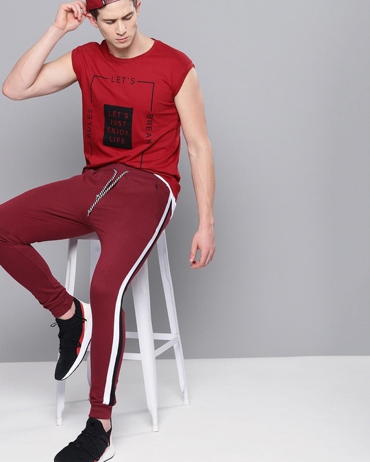 Buy Men's Red Striped Joggers for Men Red Online at Bewakoof
