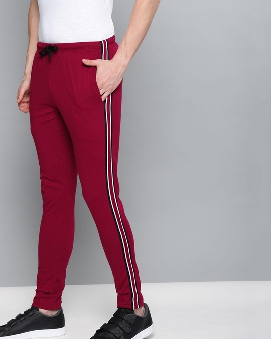 Buy Men's Red Striped Track Pants for Men Red Online at Bewakoof