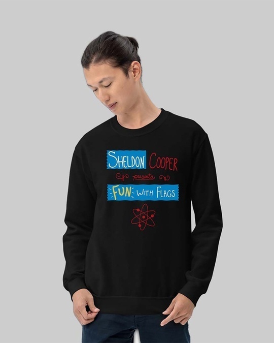 Shop Men's Black Sheldon Cooper Printed Regular Fit Sweatshirt-Front