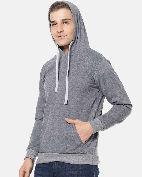 Shop Men's Stylish Solid Casual Hooded Sweatshirt-Back