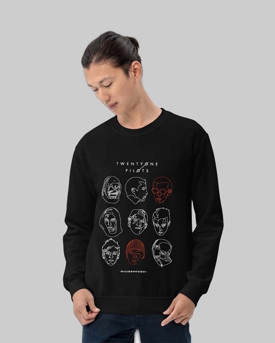 Shop Men's Black Twenty one Pilots Printed Regular Fit Sweatshirt-Front