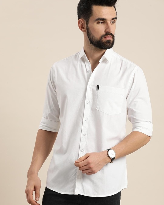 Buy Men s White Cotton Shirt Online At Bewakoof