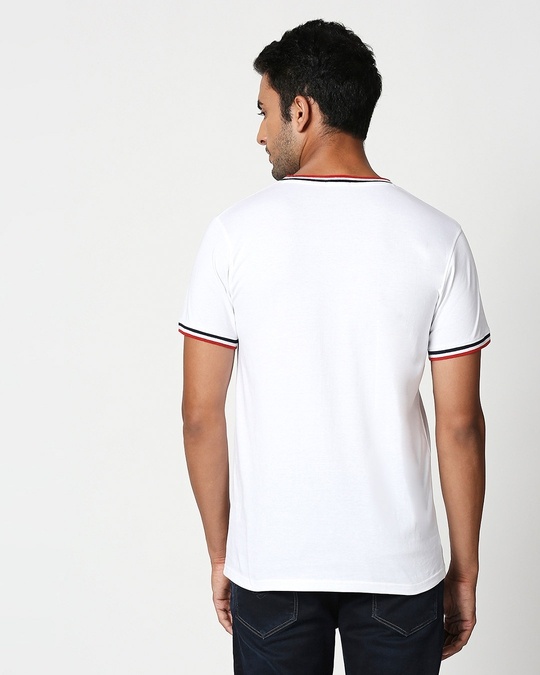 Shop Men's White Crewneck Varsity Rib T-shirt-Design