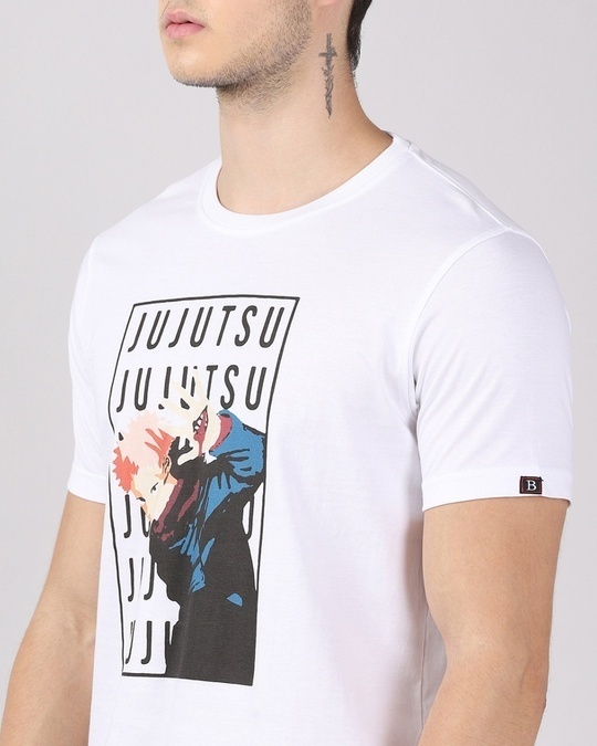Shop Men's White Anime Kioon Jujutsu Kaisen Graphic Printed T-shirt