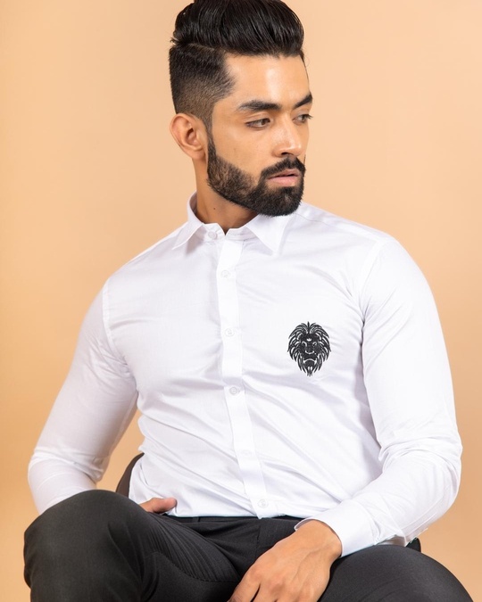 Buy Men's White Lion Embroidered Shirt for Men White Online at Bewakoof