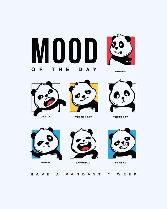 Buy Mens White Mood Of The Day Panda Graphic Printed Oversized T Shirt Online At Bewakoof 