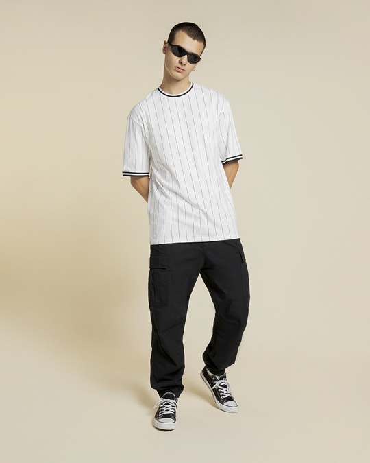 Buy Mens White Striped Oversized T Shirt For Men Online At Bewakoof