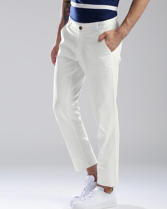 Buy Men's White Slim Fit Chinos for Men White Online at Bewakoof