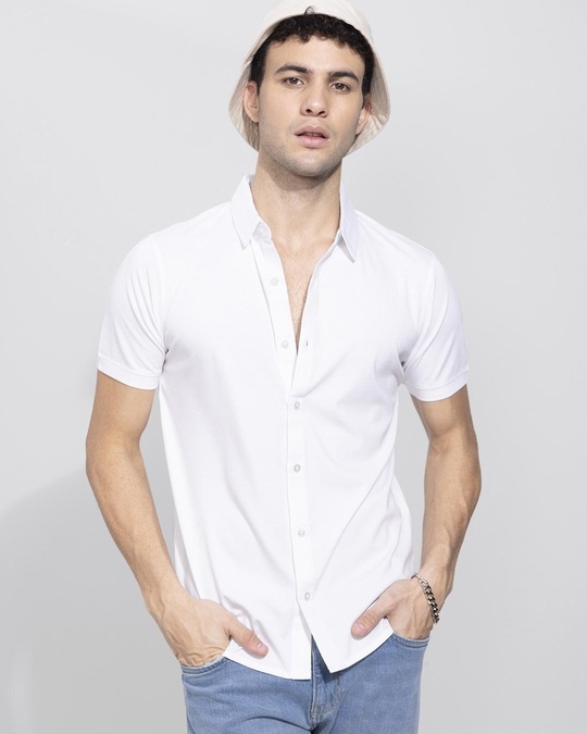 Buy Mens White Slim Fit Shirt Online At Bewakoof 7163