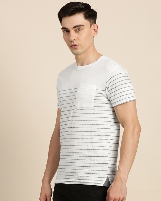 Buy Men's White Striped T-shirt for Men White Online at Bewakoof