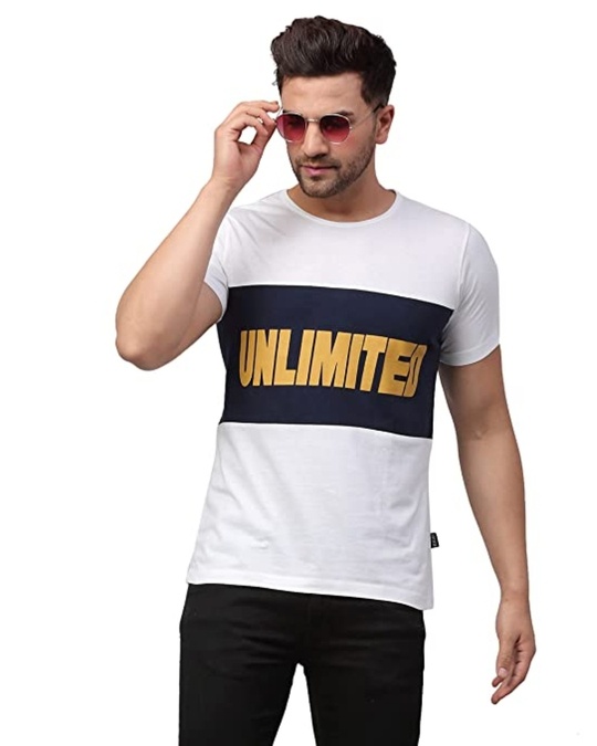 Buy Men's White Unlimited Typography Slim Fit T-shirt for Men Online at ...