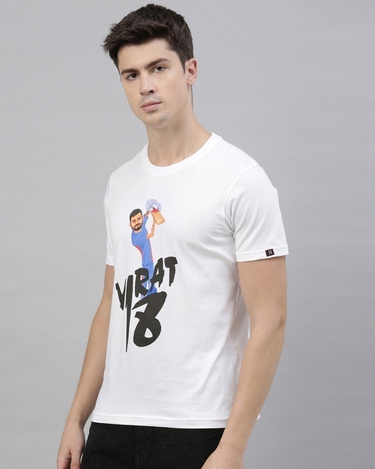 Shop Men's White Virat 18 Graphic Printed T-shirt-Back