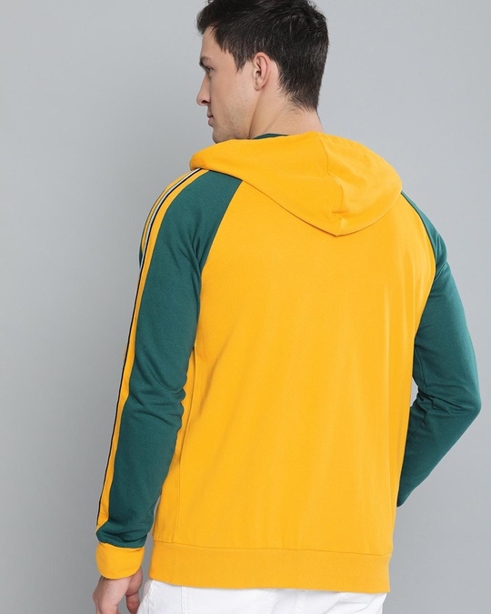 Buy Men's Yellow & Black Color Block Hoodie Online at Bewakoof
