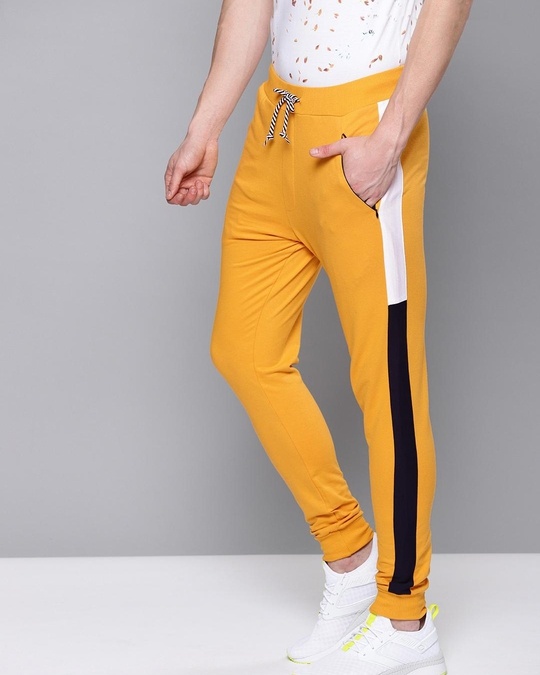 Buy Men's Yellow Color Block Joggers for Men Yellow Online at Bewakoof
