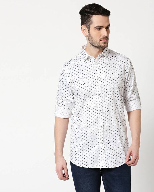 white slim fit casual shirt