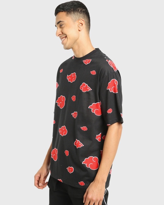 Buy Mens Black All Over Printed Oversized T Shirt Online At Bewakoof 0348