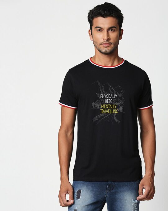 Shop Mentally Travelling  Crewneck Varsity Rib H/S T-Shirt Multicolor-Front