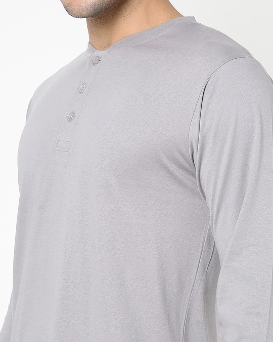 Shop Men's Meteor Grey Full Sleeve Henley T-shirt