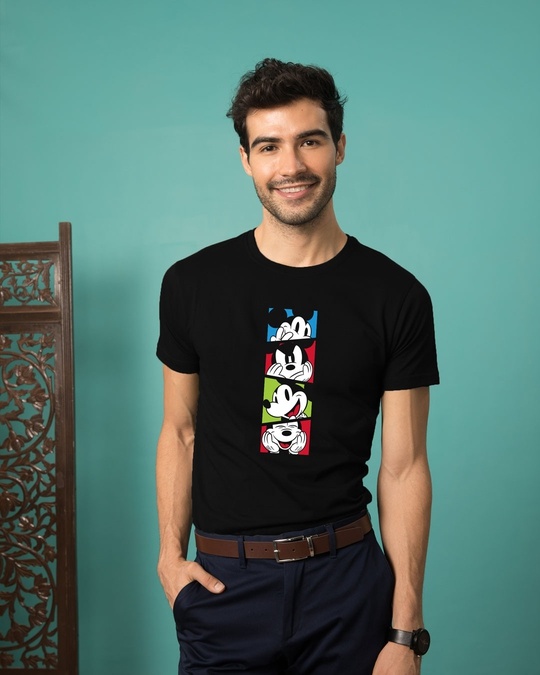 Shop Mickey Pop Block (DL) Half Sleeve T-shirt-Front
