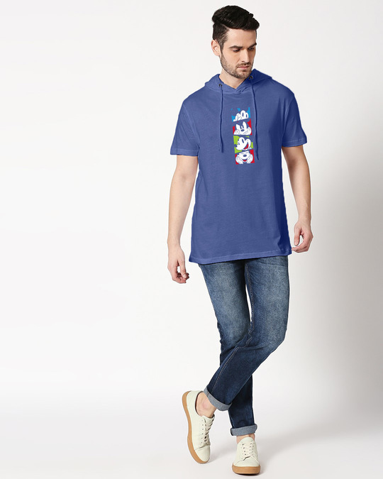 Shop Mickey Pop Block Half Sleeve Hoodie T-shirt-Full