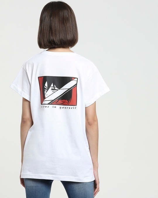 Shop Women's White Mikasa Boyfriend T-shirt-Design